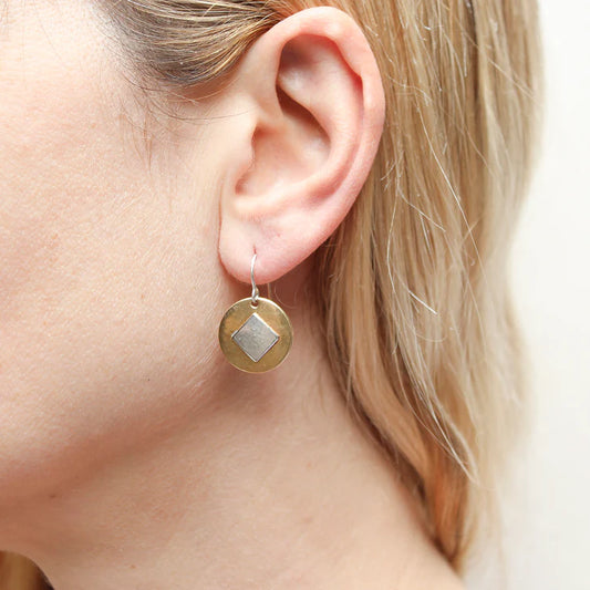 Small Disc and Tile Wire Earrings