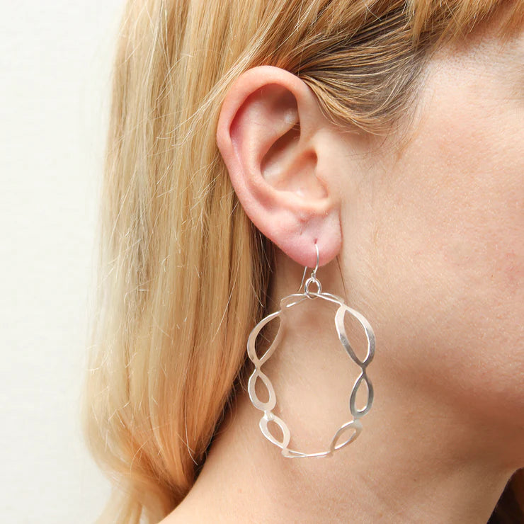 Large Oval Lattice Hoop Wire Earrings