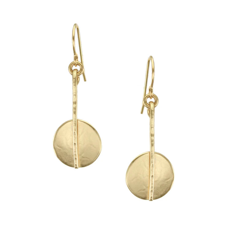 Small Medallion Drop Wire Earrings