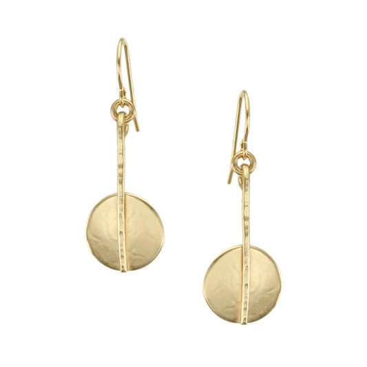 Small Medallion Drop Wire Earrings