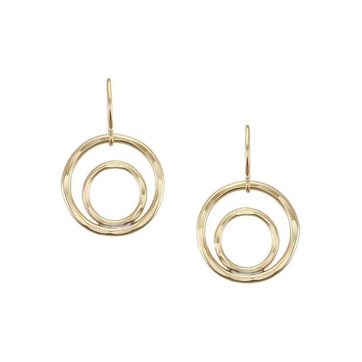 Small Double Rings Wire Earrings