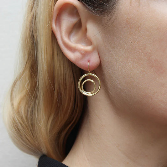 Small Double Rings Wire Earrings