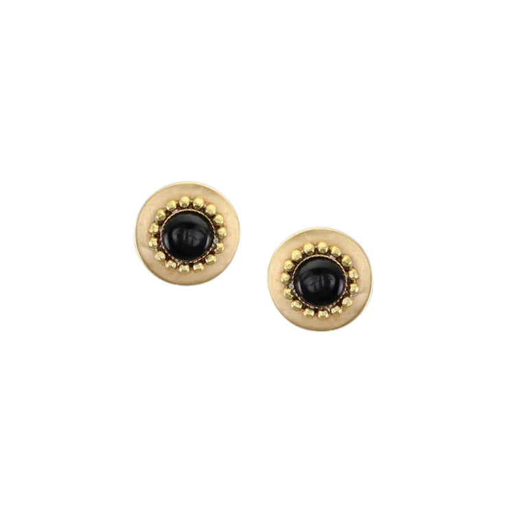 Mini Black Disc Post Earrings