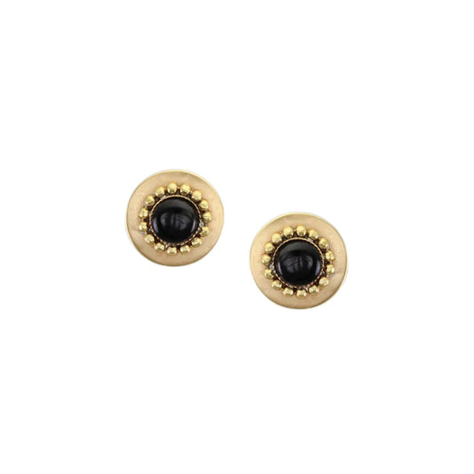 Mini Black Disc Post Earrings