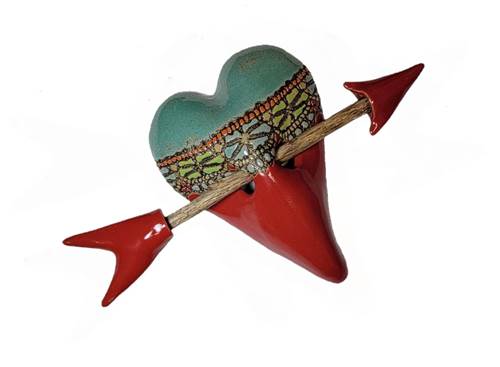 Little Harlequin Ceramic Heart in Red