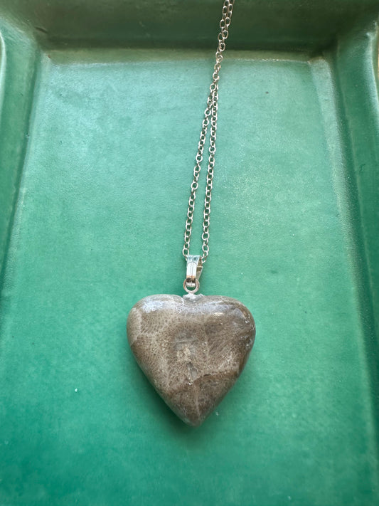 Petoskey Stone Heart Necklace