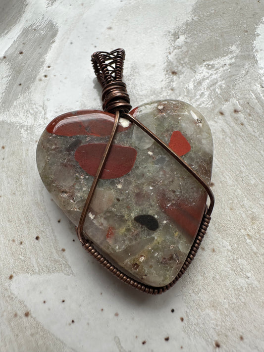 Pudding Stone Heart Pendant