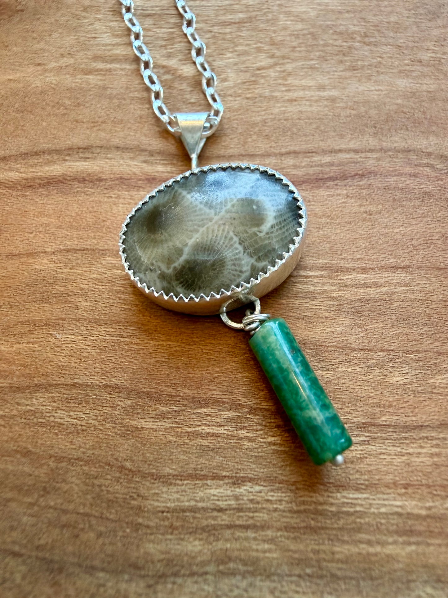 Sterling Silver Petoskey Stone Necklace