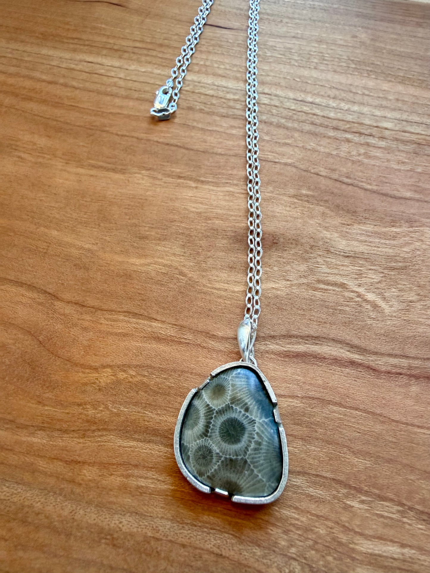 Sterling Silver Petoskey Stone Necklace