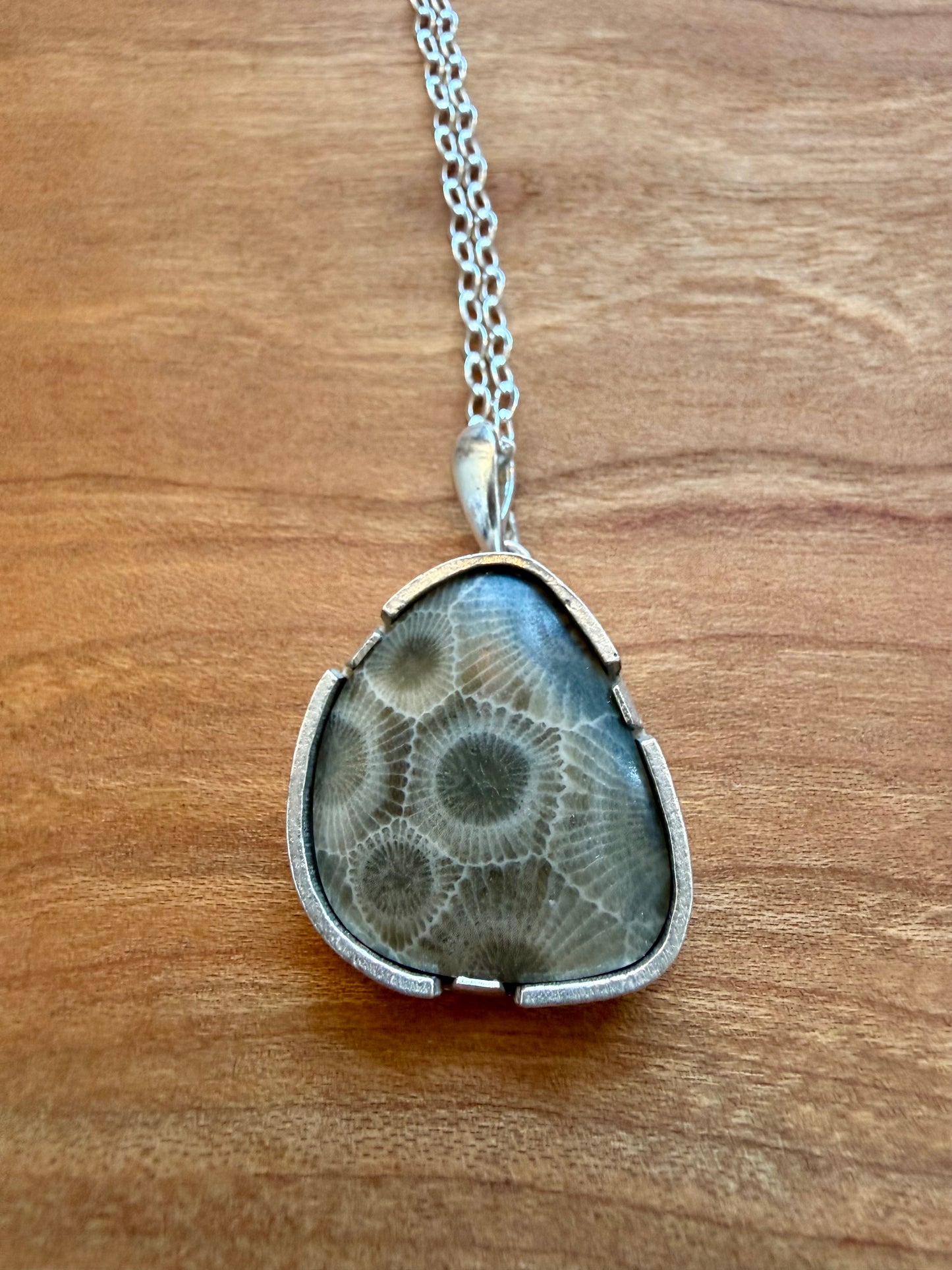 Sterling Silver Petoskey Stone Necklace
