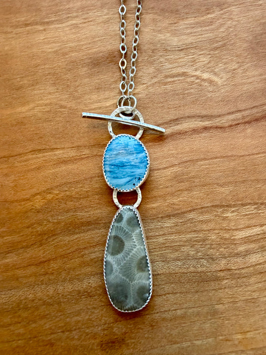 Sterling Silver Petoskey Leland Bluestone Necklace