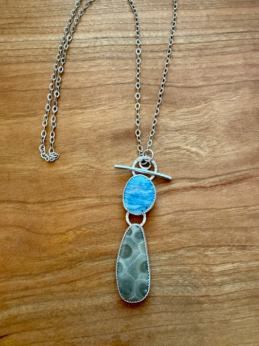 Sterling Silver Petoskey Leland Bluestone Necklace