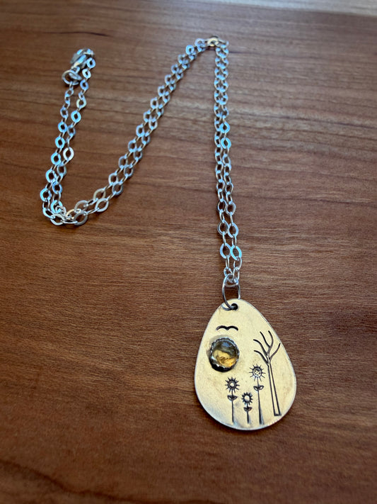 Forest Stone Stamped Necklace