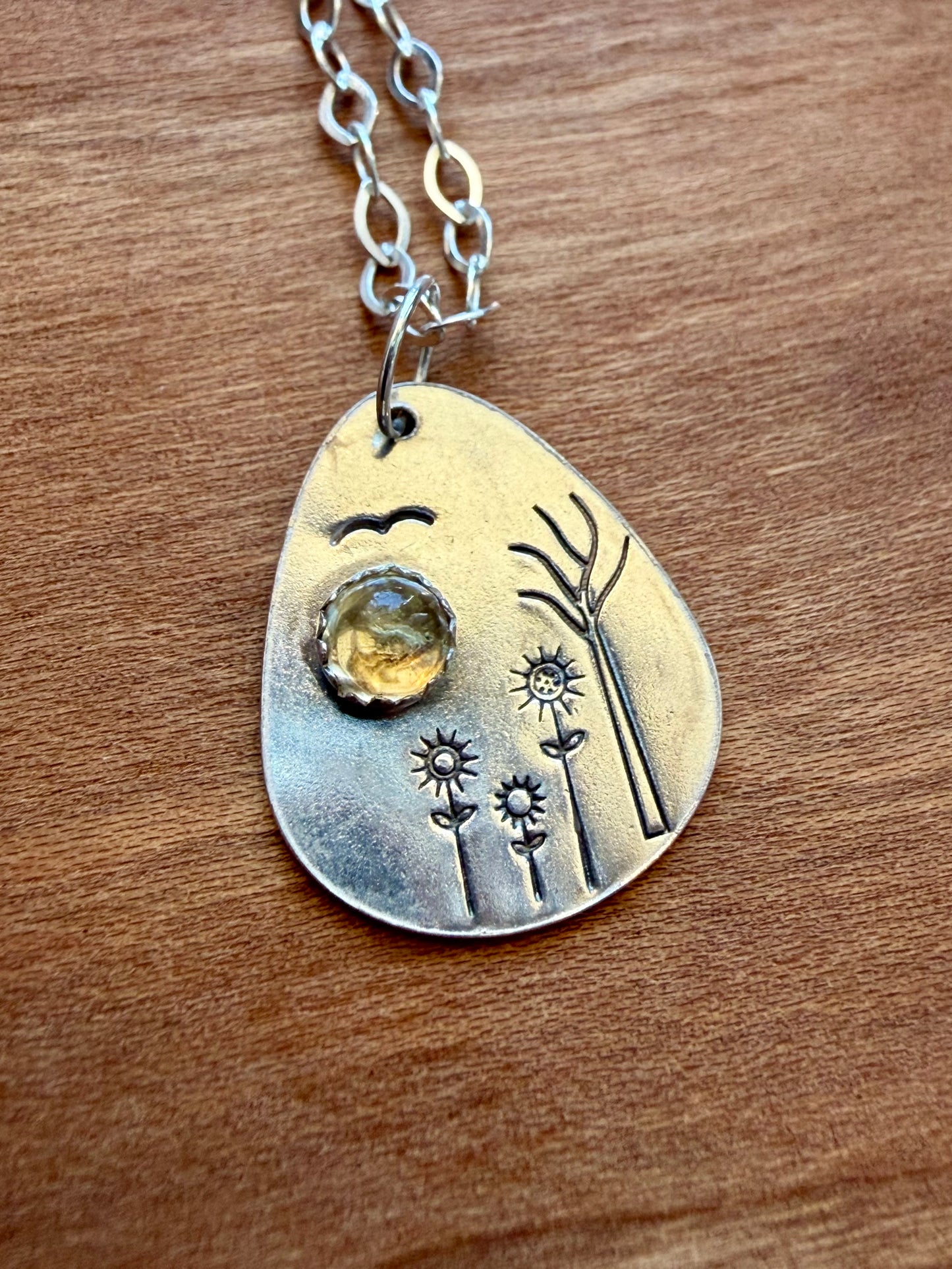 Forest Stone Stamped Necklace