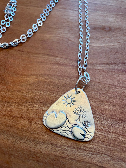 Lily Pad Stamped Necklace