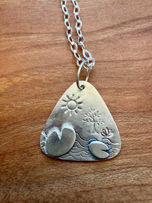 Lily Pad Stamped Necklace