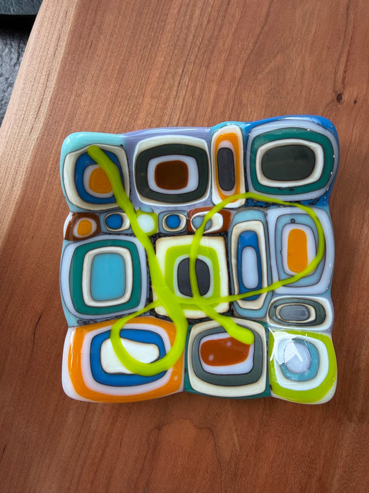 Modern Mosaic Fused Glass Trinket Dish