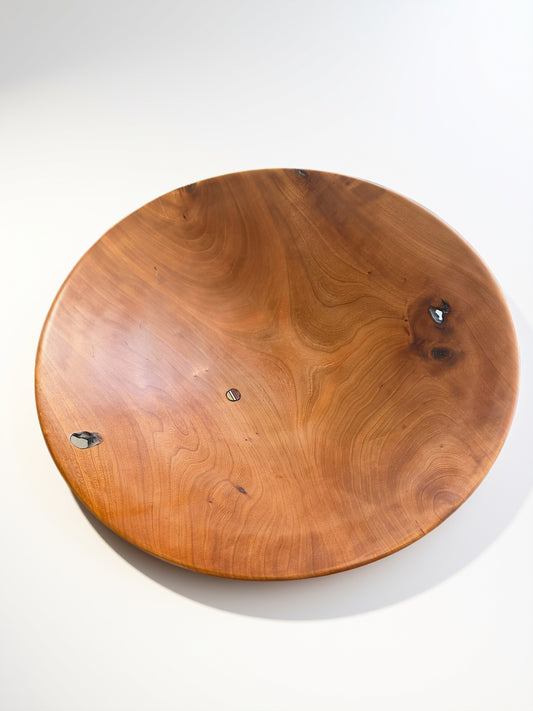 Cherrywood Bowl w/ Foot & Inlay in Bottom