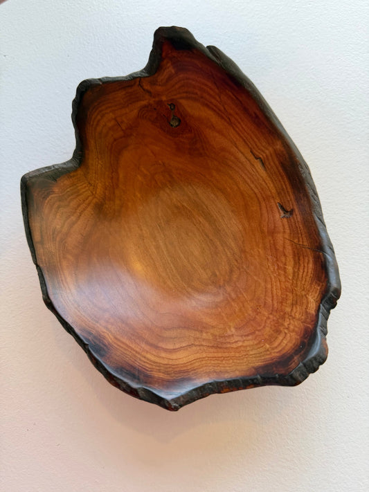 Plum Wood Dish - Carved & Burned