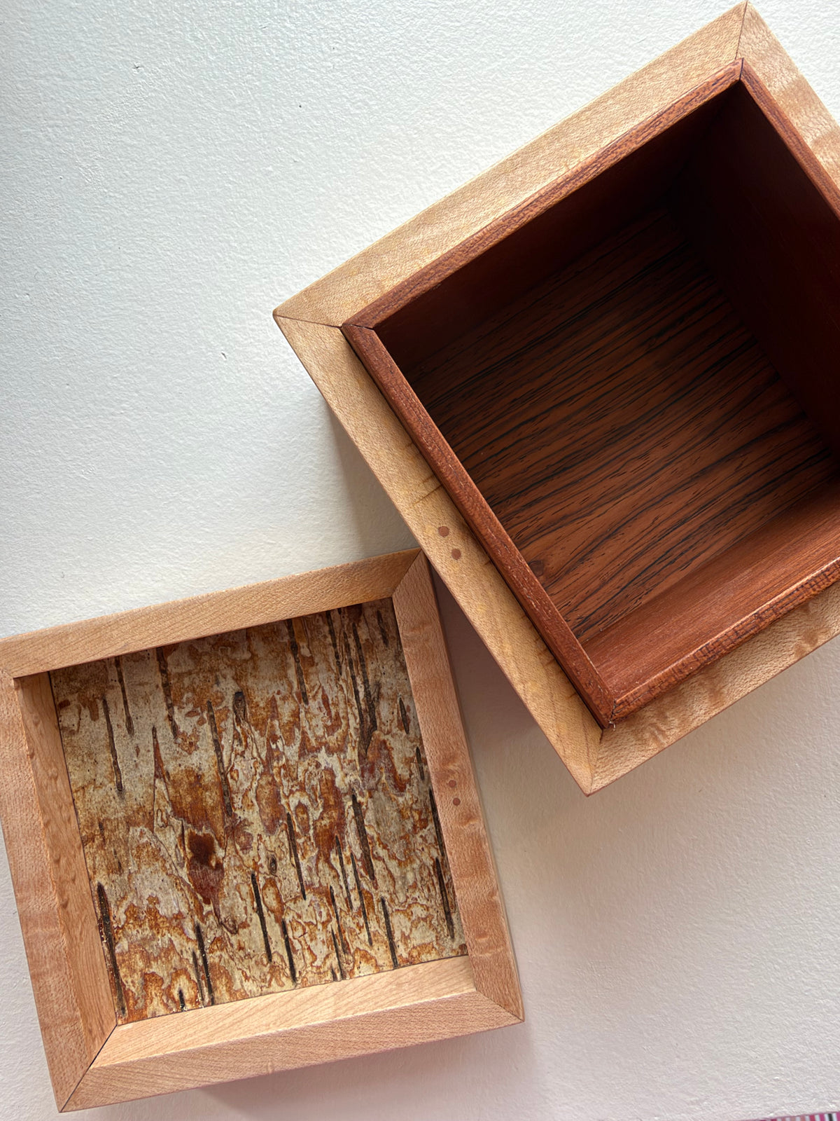 Birdseye Maple Square Box w/ Fitted Lid
