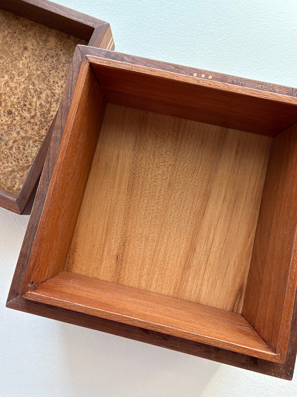 Walnut Square Box w/ Fitted Lid