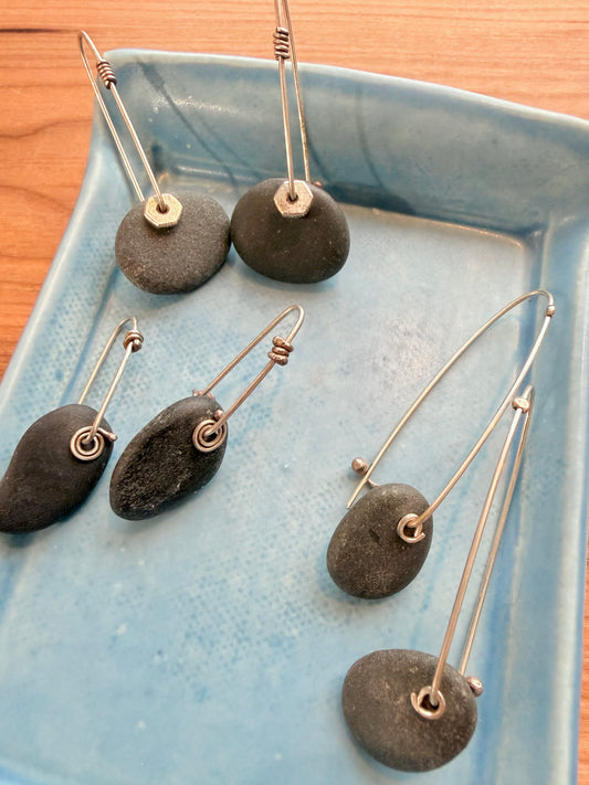 Beach Stone Latch Earrings (Various)