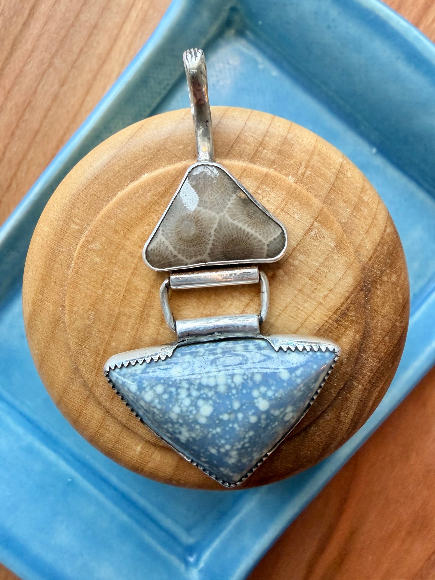 Sterling Silver Petoskey Leland Blue Pendant