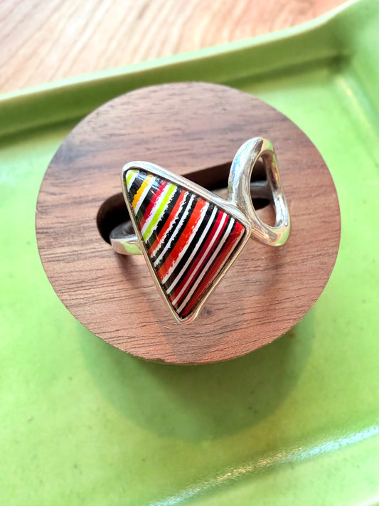 Sterling Silver Fordite Ring - Size 9