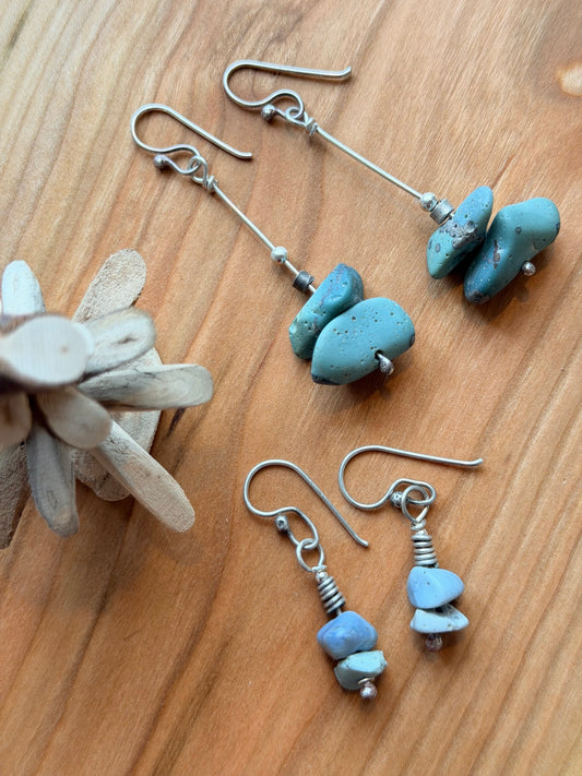 Stacked Leland Blue Earrings - Two Stones (Various)