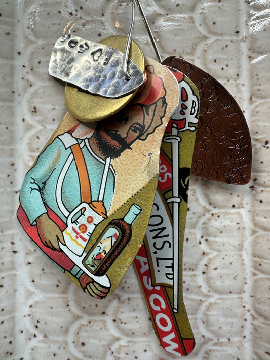 Vintage Tin Pendant Leather Cord Necklace (Adj.)
