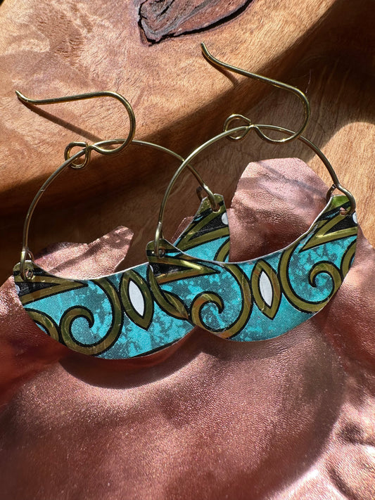 Vintage Tin Earrings - Hypoallergenic Niobium Ear Wires