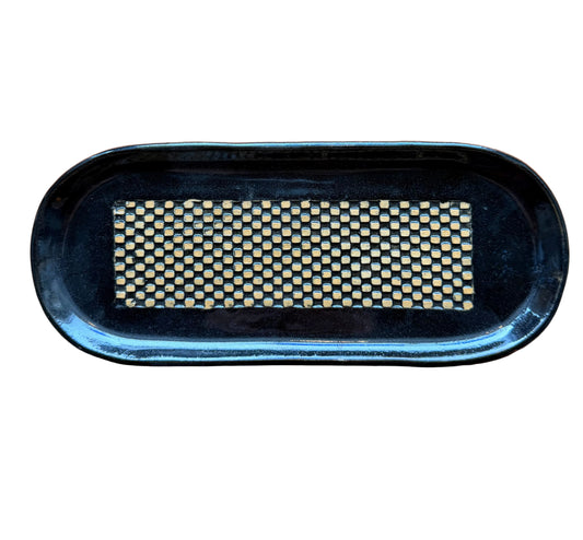Ceramic Oval Tray - Black Design
