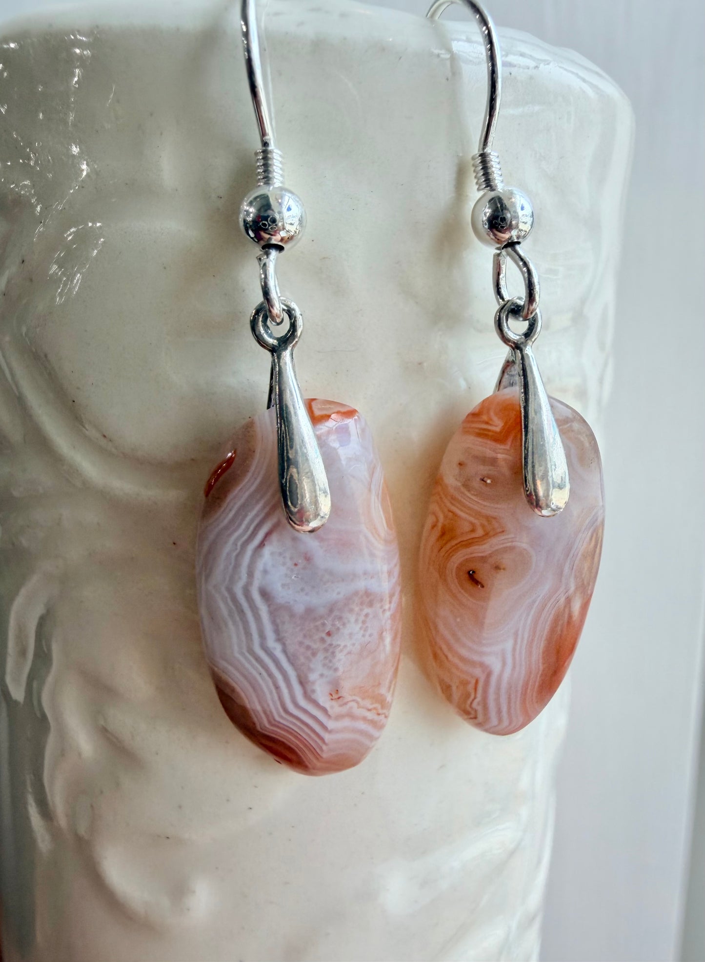 Lake Superior Agate Sterling Silver Earrings (Two Styles)