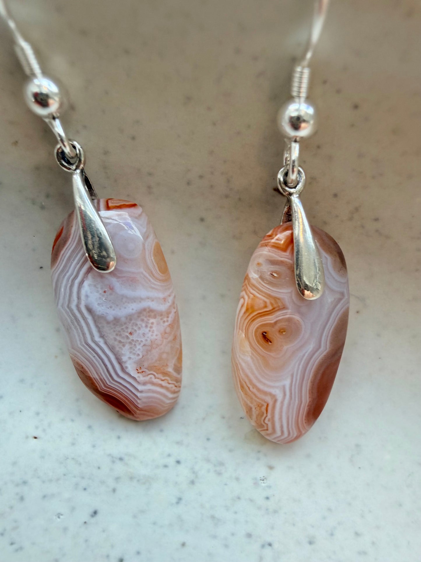 Lake Superior Agate Sterling Silver Earrings (Two Styles)
