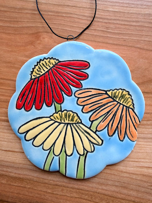 Coneflower Ceramic Ornament - 5x5