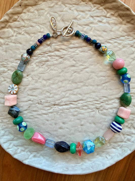Colorful Necklace in Glass and Enamel