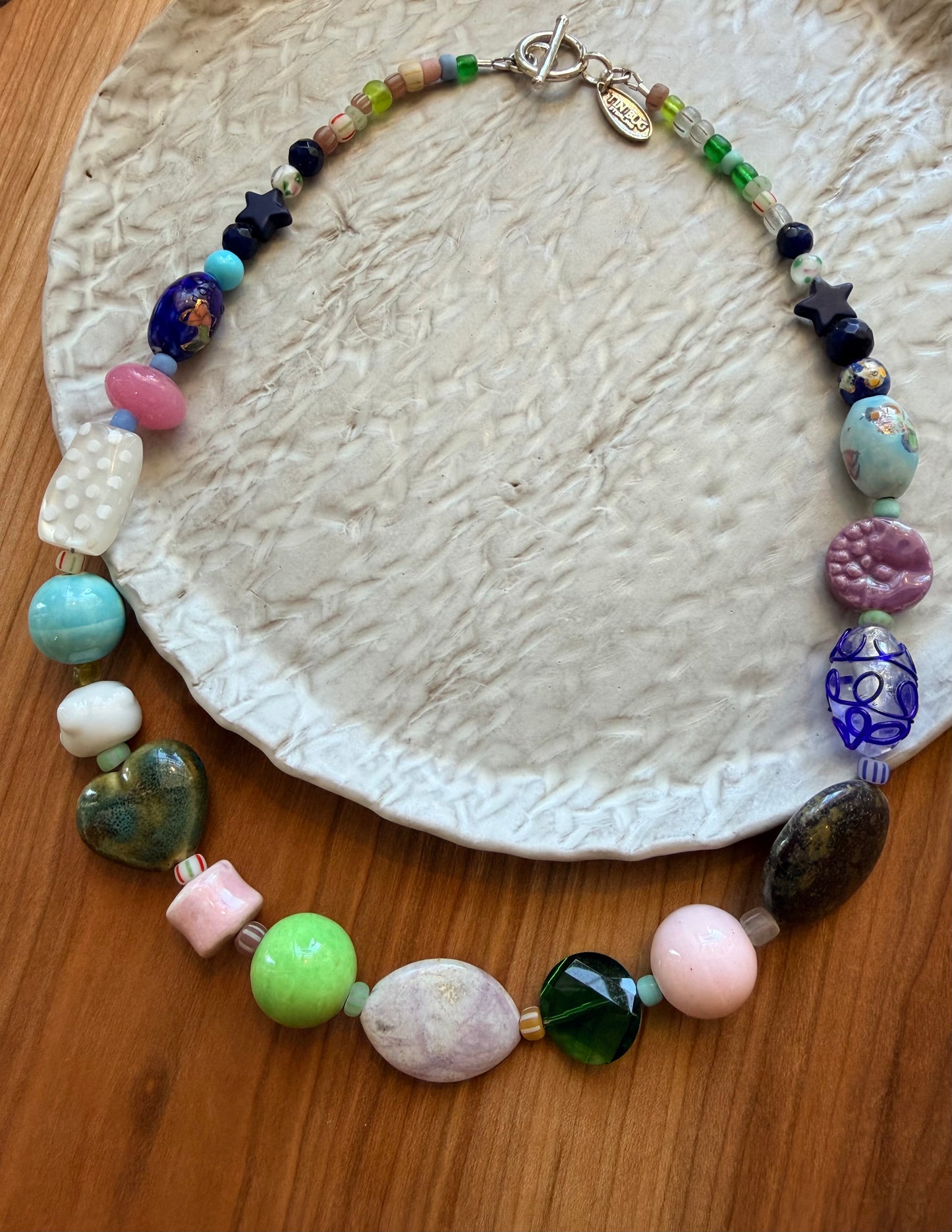 Long Colorful Necklace in Glass and Enamel