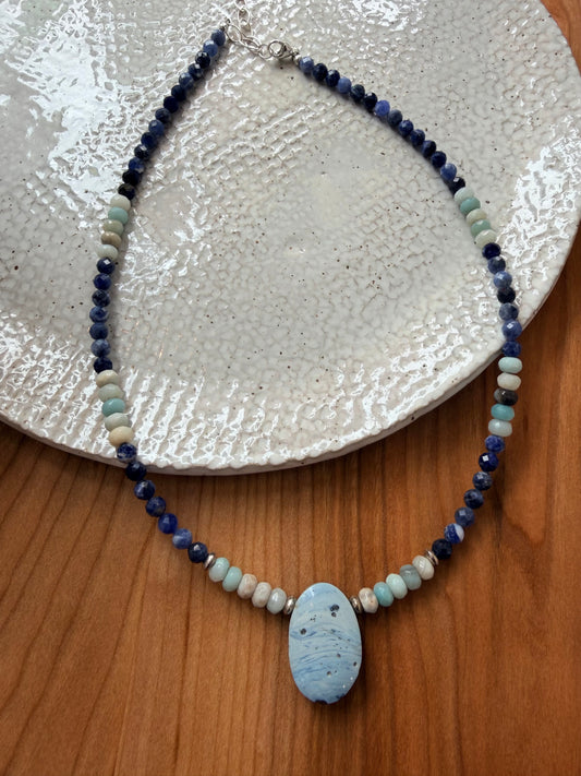 Beaded Necklace w/ Leland Blue
