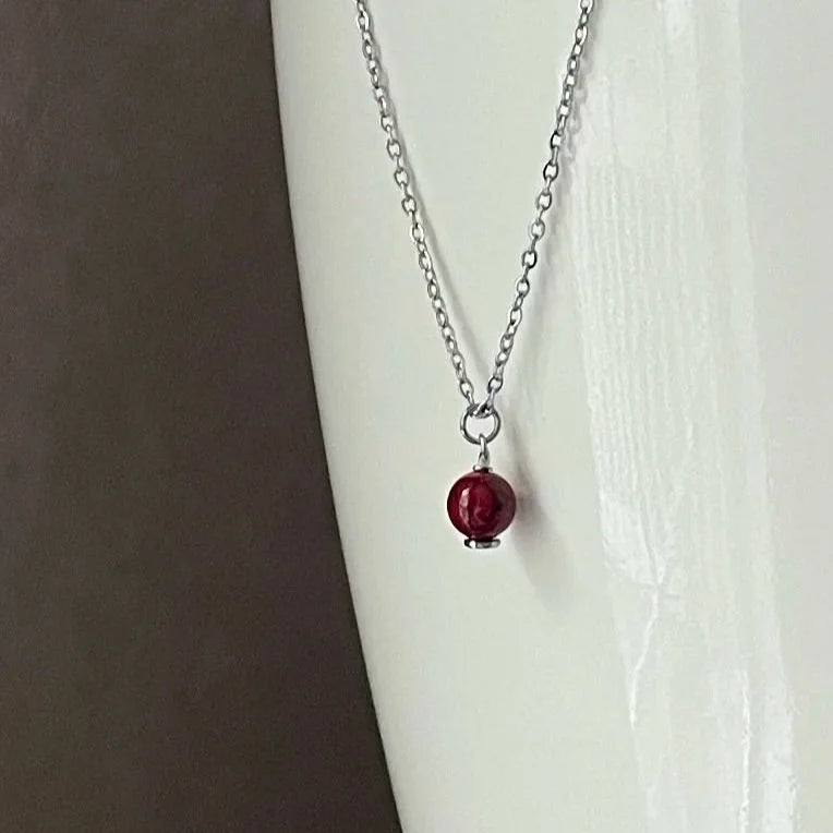 Winter Red Cardinal/Red Jasper Necklace