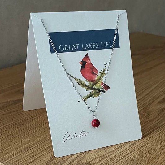Winter Red Cardinal/Red Jasper Necklace