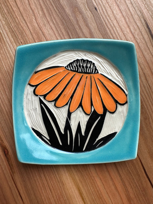 Orange Coneflower Trinket Dish