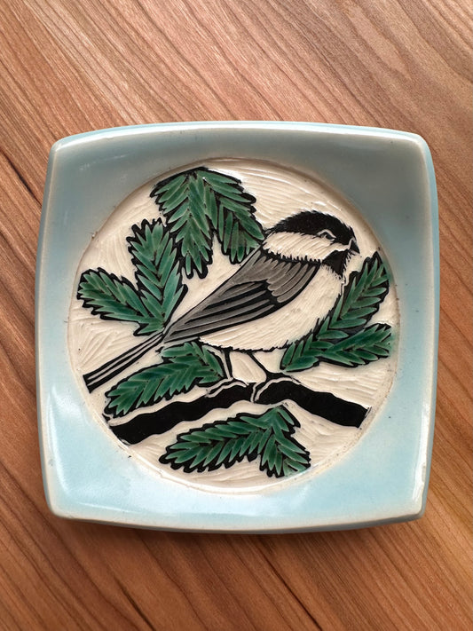 Chickadee on Branch Trinket Dish