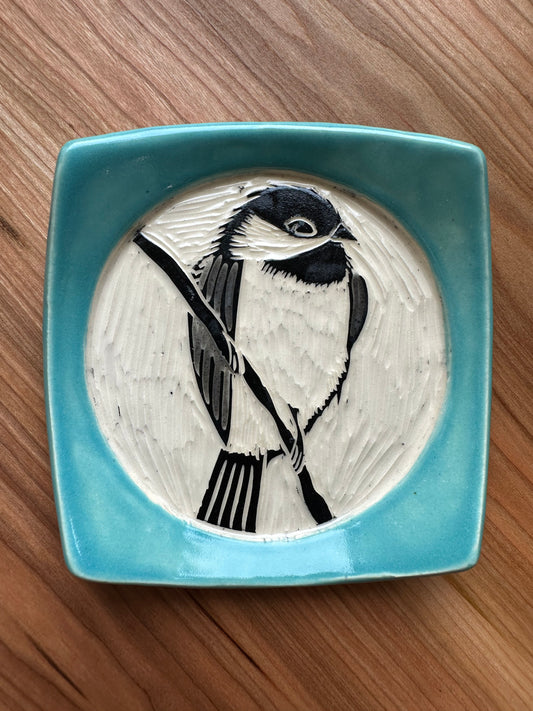 Perched Chickadee Trinket Dish