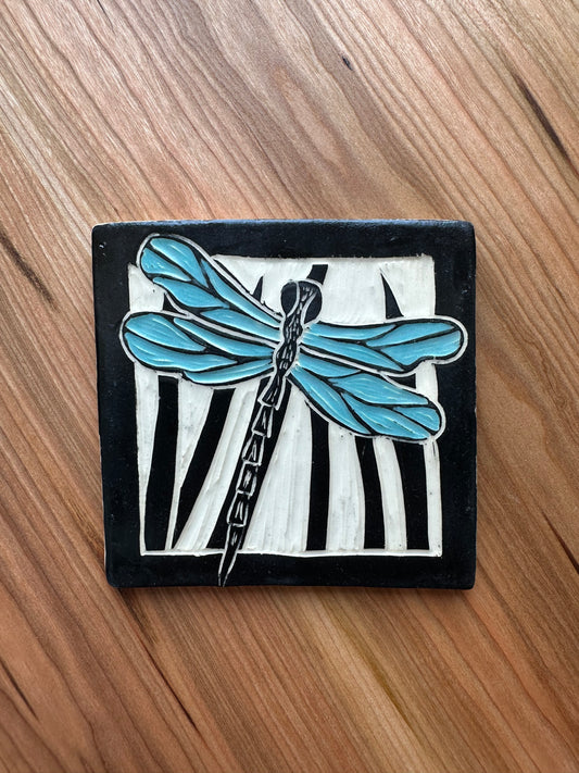Handmade Dragonfly Tile
