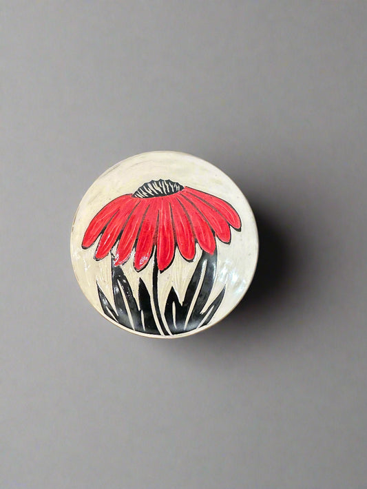 Ceramic Coneflower Lidded Trinket Box