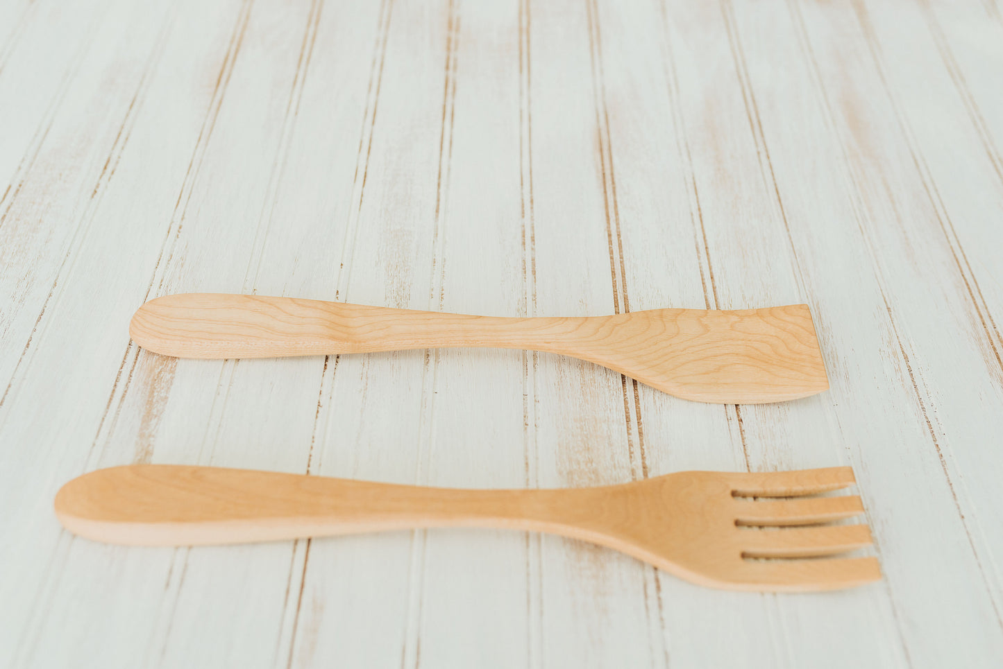 14" Maple Salad Servers w/ Bee's Oil Finish