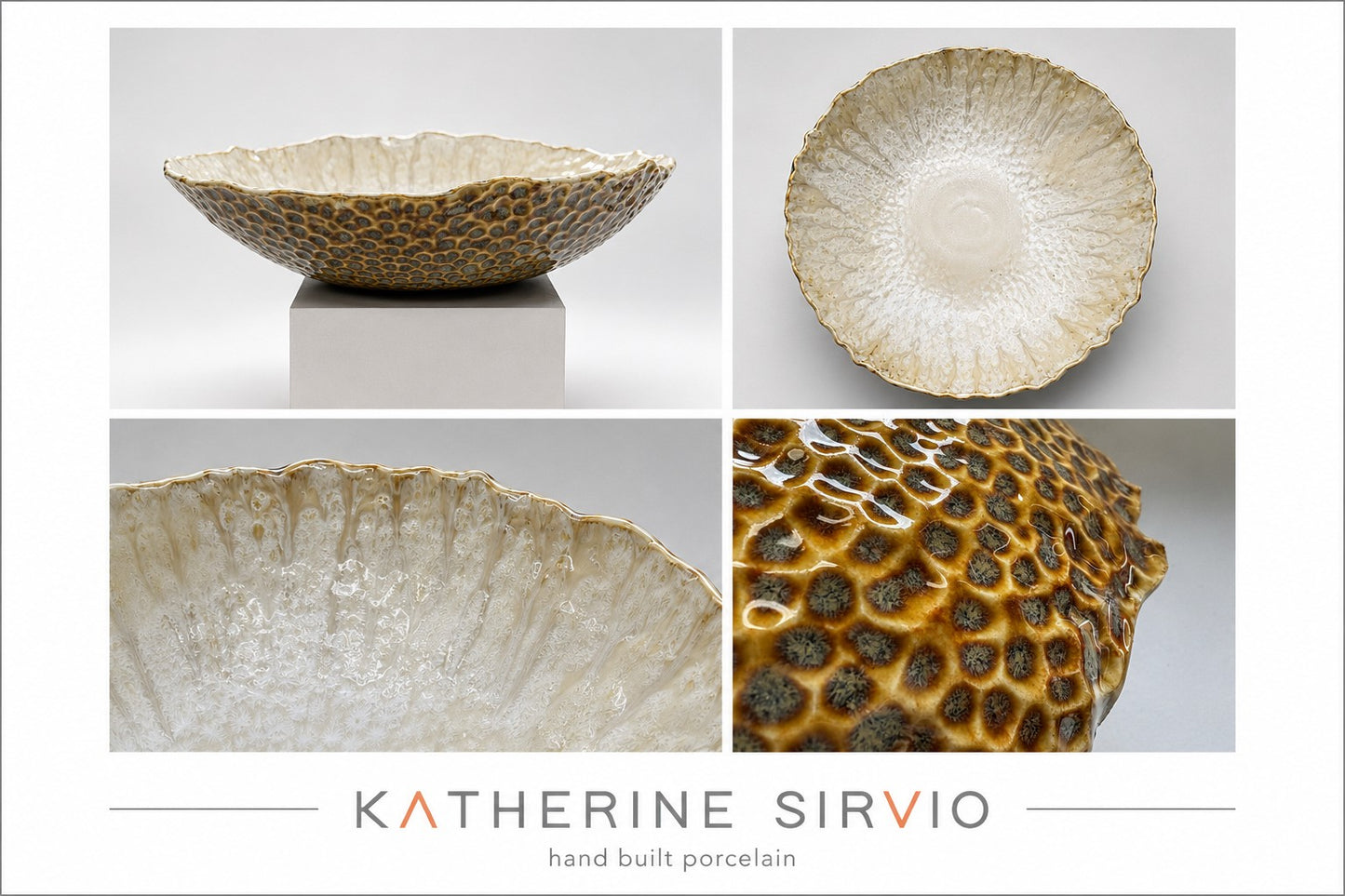 Blue & Brown Textured Porcelain Bowl