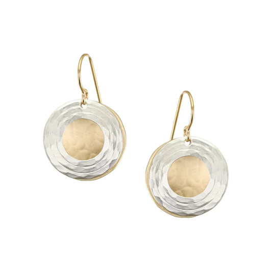 Medium Textured Ring and Disc Wire Earrings