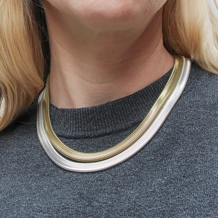 Double Snake Chain Choker Necklace