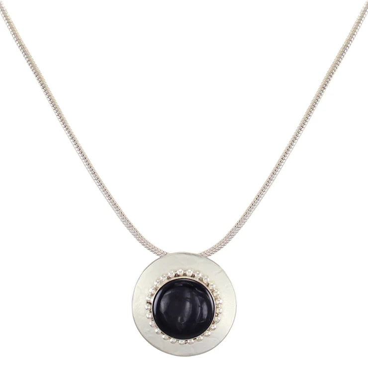 Small Black Disc Necklace